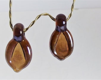 Lampwork Glass Earring Pair Beads in Au Pull 2 bead set