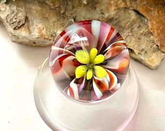 Handmade Art Glass Marble made with Soft 104 coe Lampwork Glass, Magic & More! Marble F Pink Hottie 0.83