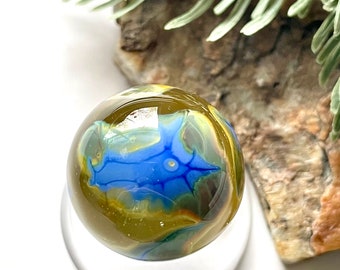 Soft Glass Marble - Art Glass Marble - Handmade Lampwork Glass - Glass Art Revealed - Marble Sheer Cobalt 0.96"