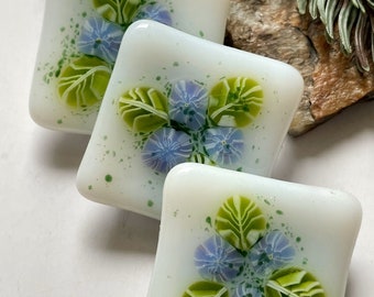 Fused Glass Magnets with Beautiful Flower and Leaf Murrini in a Variety of Designs!