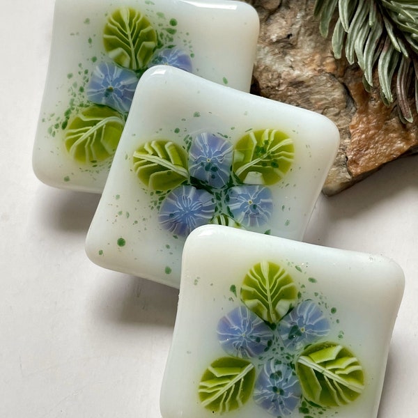 Fused Glass Magnets with Beautiful Flower and Leaf Murrini in a Variety of Designs!