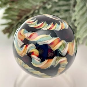 Lampwork Glass Marble – Colorful Circus Snake Design - 104 COE Soft Glass