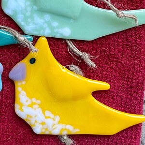 Rustic Bird Suncatcher Fused Glass Ornament Great Gifts Garden Art Choice of Colors Now Get Your Flock Together Yellow