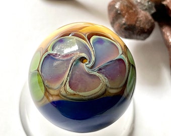 Soft Glass Marble - Art Glass Marble - Handmade Lampwork Glass - Glass Art Revealed - Marble Aloha Blue 1.02"