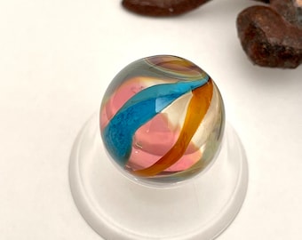 Soft Glass Marble - Art Glass Marble - Handmade Lampwork Glass - Glass Art Revealed - Marble Circus Stripes 0.81"