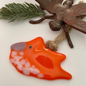 Lampwork Glass Tardigrade by Glass Art Revealed in Orange with white speckles