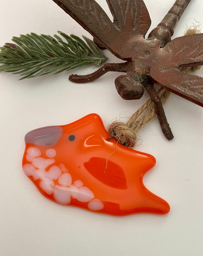 Lampwork Glass Tardigrade by Glass Art Revealed in Orange with white speckles