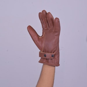 New Genuine Brown Leather Gloves Premium Quality, Gloves for her , Brown Leather Sheepskin Gloves for Him, Winter Leather Gloves