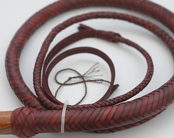 Handmade 8ft Braided Leather Kangaroo Whip – Western Cowboy Style