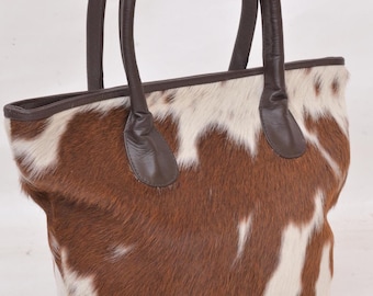 Handmade Cowhide Leather Tote Bag: Unique Women's Shoulder Bag