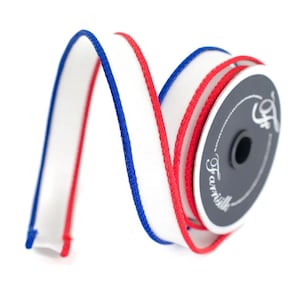 1” Red White and Blue Farrisilk Patriotic Cord Wired Edge Ribbon 10 Yard Roll