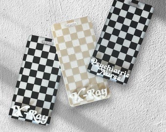 Custom Vertical Checkerboard Badge Buddy: 3D Printed ID Tag for Medical Staff