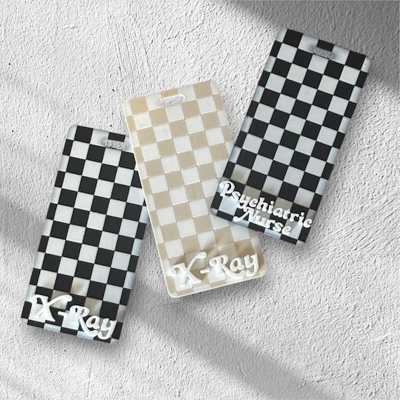 Custom Vertical Checkerboard Badge Buddy: 3D Printed ID Tag for Medical Staff