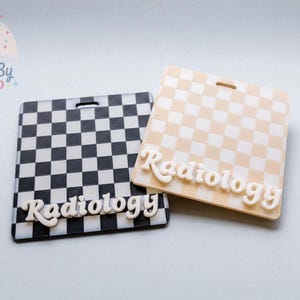Custom Badge Buddy – 3D Printed Badge Backer / Marker Parker / ID Tag – Checkerboard Design for Nurses, Techs, and Medical Staff