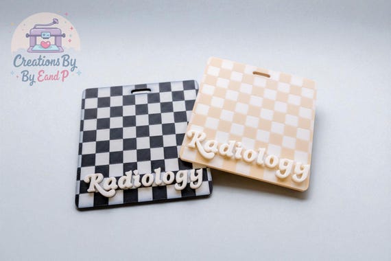 Custom Horizontal Checkerboard Badge Buddy: 3D Printed ID Tag for Medical Staff