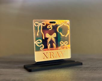 Iridescent Acrylic Bow Badge Buddy: Laser Cut Medical ID Tag