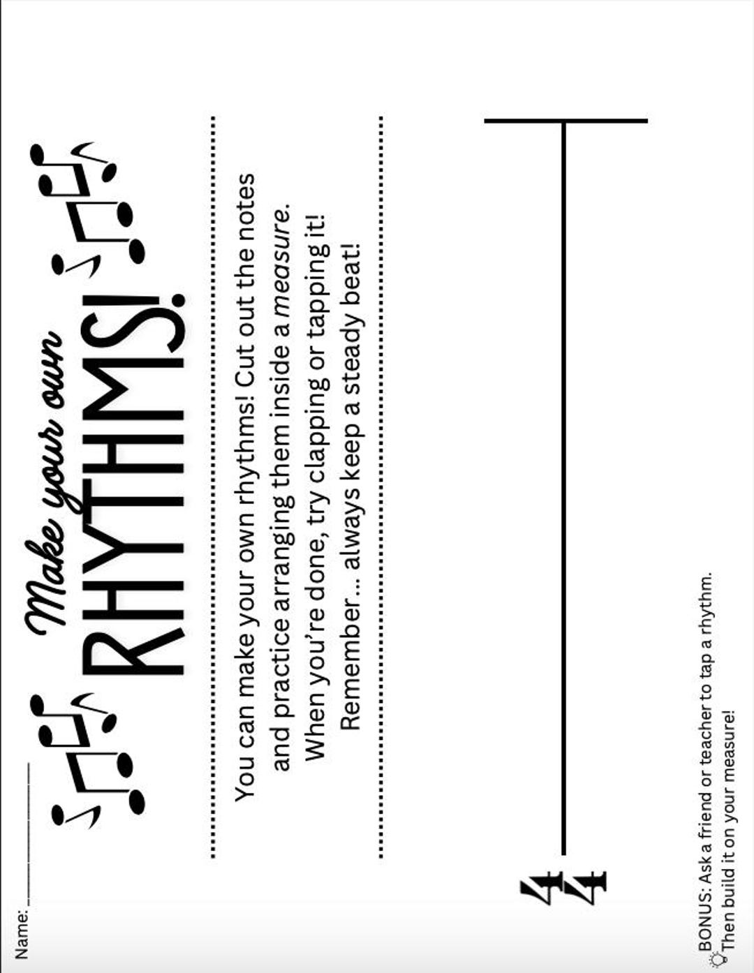 Make Your Own Rhythms! an Interactive Cut and Paste Activity for Early ...
