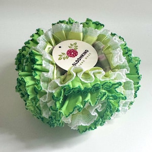 Green Ruffle Lace Oversized Scrunchie: Handmade Hair Accessory and Hair Tie