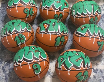 Hand-Painted Personalized Graffiti Basketball, Coach/Team Gift