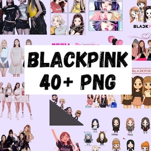 BLACKPINK PNG Bundle | 40+ K-pop Digital Stickers | Jennie, Lisa, Jisoo, Rosé PNG | Transparent PNGs for Journals, Scrapbooks & Edits