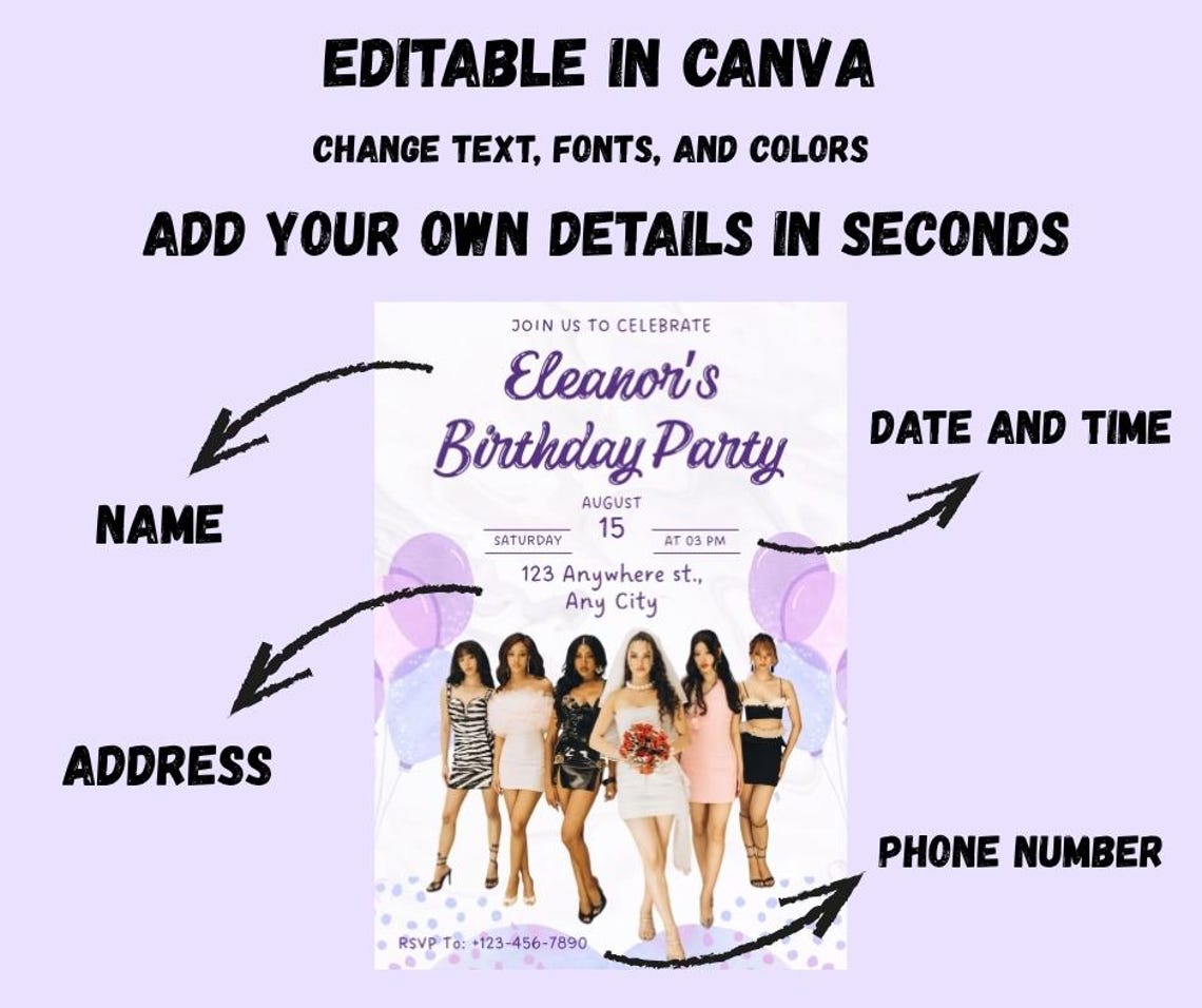 KATSEYE Birthday Invitation: Editable Kpop Party Template (digital ...