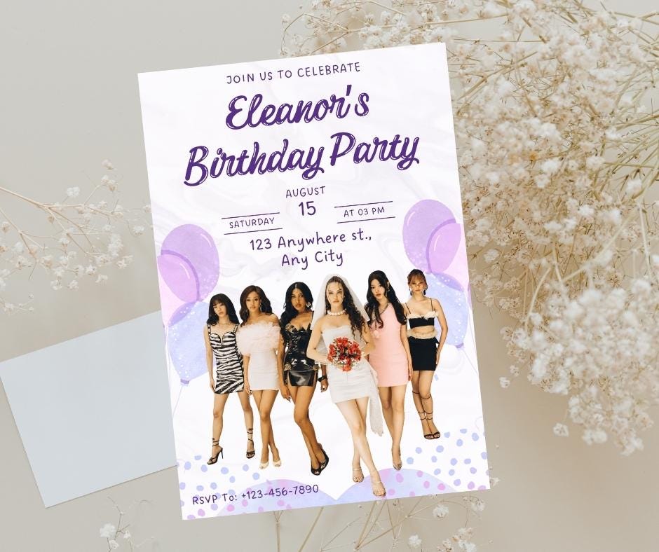 KATSEYE Birthday Invitation Editable Kpop Party Template (digital