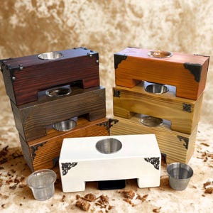 Rustic 2-in-1 Wooden Riser with Decorative Metal Accents | Candle Holder & Succulent Planter