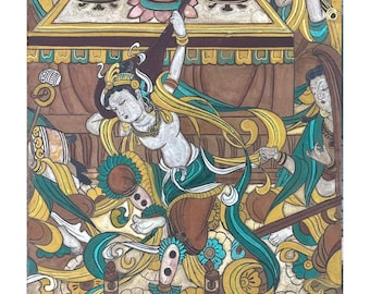 Handgemaltes Dunhuang Wandbild – Reproduktion einer alten buddhistischen Kunst