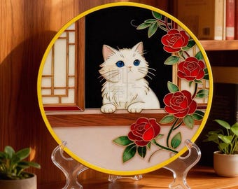 Cat Cloisonné DIY Kit - handgemachte Emaille Kunst, Geschenke für Katzenliebhaber