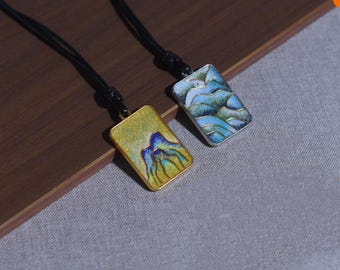 Handgefertigte Cloisonné Emaille Anhänger Halskette, Handwerker Schmuck