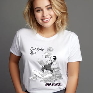 Good Girls Read Bad Books Funny Skeleton Reading T-Shirt – Book Lover & Dark Humor Tee