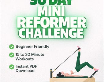 30-dniowy plan treningowy na mini reformerze do domu | Wyzwanie Pilates dla początkujących (PDF)