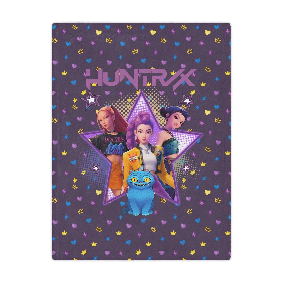 Buy Huntrix K-pop Demon Hunters Throw Blanket, Purple Plush Anime Style ...