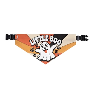 Halloween Pet Bandana Collar: Retro Ghost Dog Cat Scarf