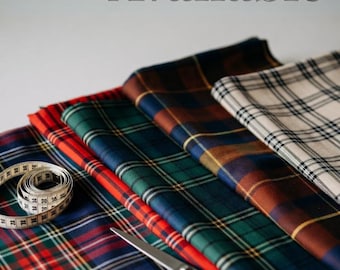 Tela de tartán escocés - Más de 55 diseños disponibles / Material de cuadros de primera calidad para faldas escocesas, costura y manualidades.