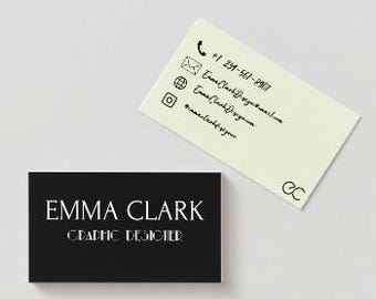 Luxury Black & White Business Card Template – Editable Canva Design with Gold Accents – Minimal Elegant Branding Card