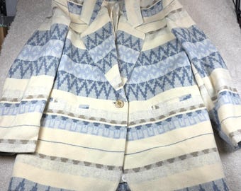 Braetan Blazer Women XL Blue Crm Southwestern Wool Blend Geometric Jacket Aztec