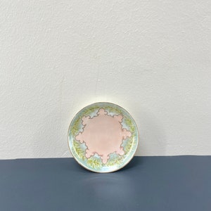 Antique Hand- Painted Porcelain Pink Floral Plate with Iridescent Glaze