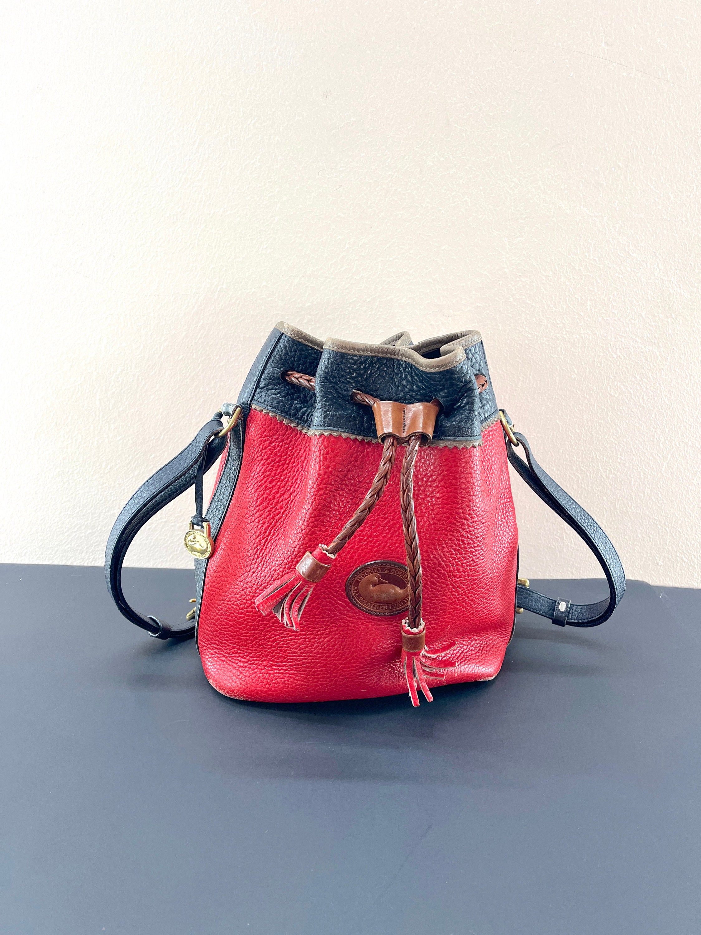 Dooney & Bourke 1990s Vintage Teton Drawstring Bucket Vintage Dooney & Bourke Black Teton Drawstring Bag \ PLEASE  main image 2