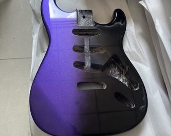 Cuerpo de guitarra estilo Stratocaster morado y negro, SSS, madera de aliso, proyecto de bricolaje