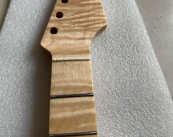 Tiger Maple Strat Style Guitar Neck Maple Wood 21 Frets DIY Replacement