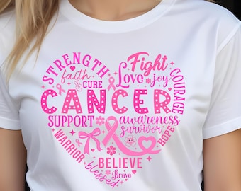 Pink Ribbon Breast Cancer Awareness WordArt png-bestand (digitale download)