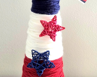 Alberi di lana USA, decorazione americana fatta a mano, Made in USA, 4 luglio