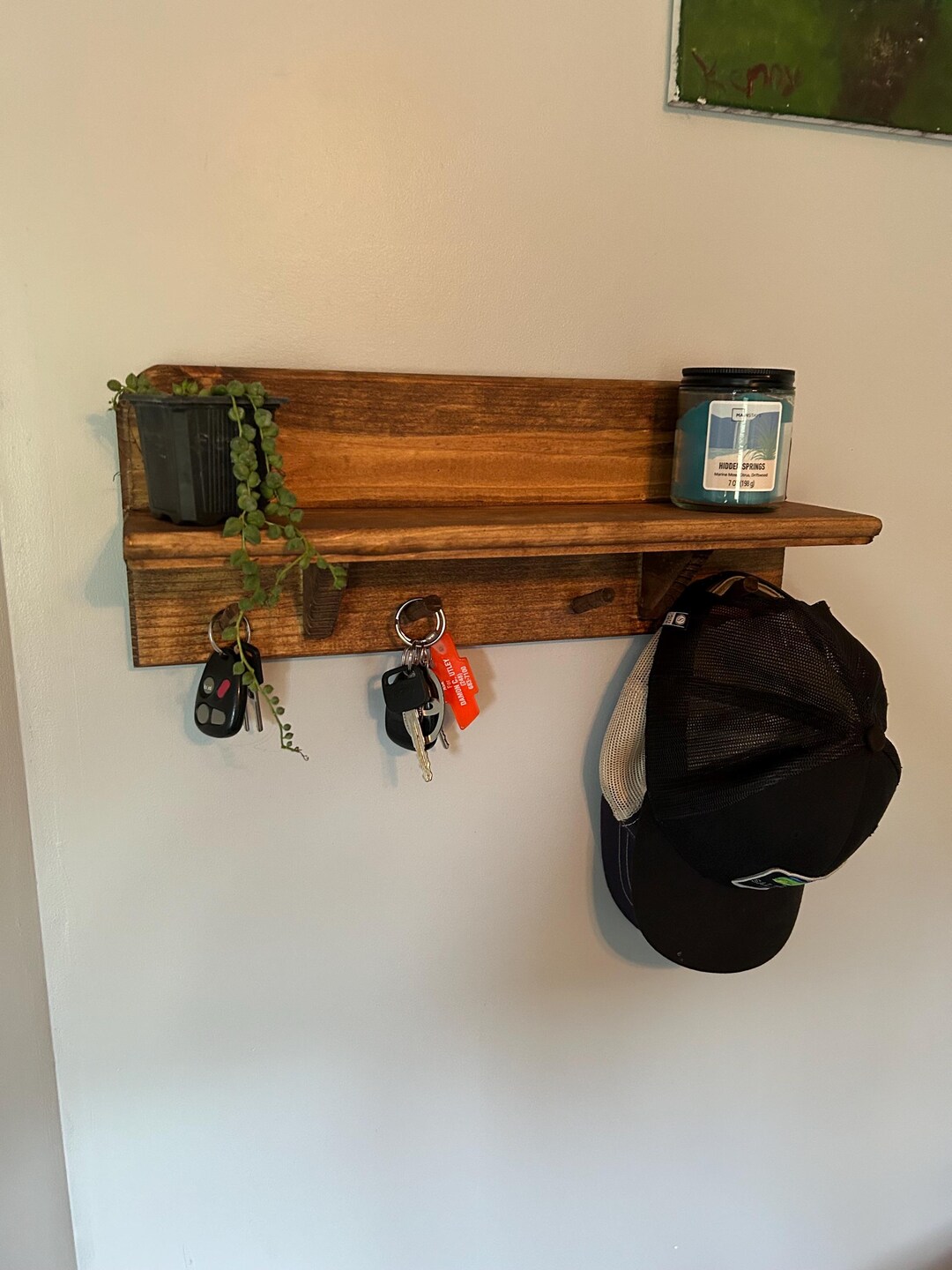 Personalized Rustic Wood Key Holder Shelf: Farmhouse Entryway Organizer ...
