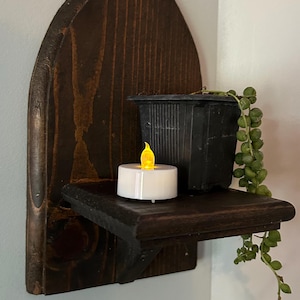 Wood Arch Wall Shelves – Handcrafted Rustic Display for Plants, Candles, or Home Accents