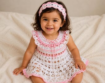 Handmade Baby Dress With Matching Headband: Custom Colors, Sizes