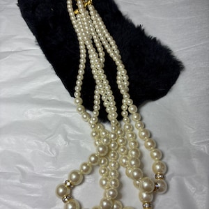 Vintage Triple-Strand Faux Pearl Necklace with Gold Clasp