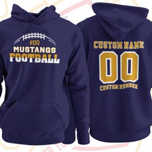 Custom Football Hoodie with Name & Number | Personalized Team Mascot Spiritwear | Youth and Adult Game Day Sweatshirt | Sports Fan Gift