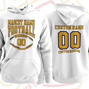 Custom Football Hoodie or Sweater Personalized Football Team Name & Number Football Mom Hoodie Team Spirit Sweatshirt Game Day Apparel
