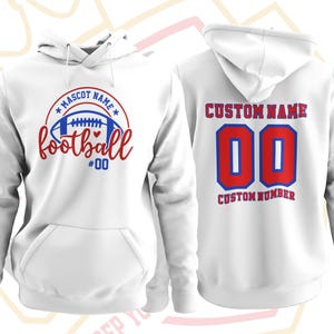 Custom Football Hoodie with Name & Number | Personalized Team Mascot Spiritwear | Youth and Adult Game Day Sweatshirt | Football Mom Hoodies